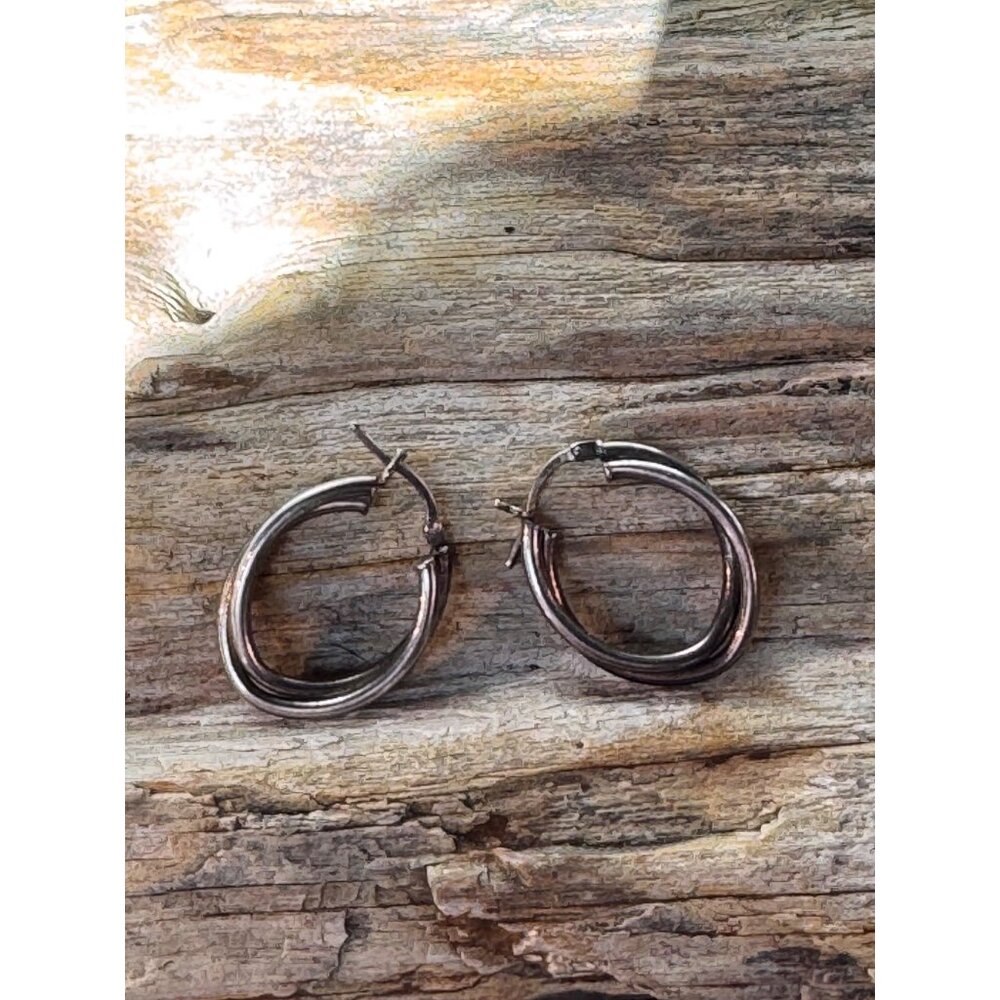 925 Sterling Silver Hoop Earrings 1 Inch Oval Hinged Hoops Lightweight Classic - Picture 2 of 6